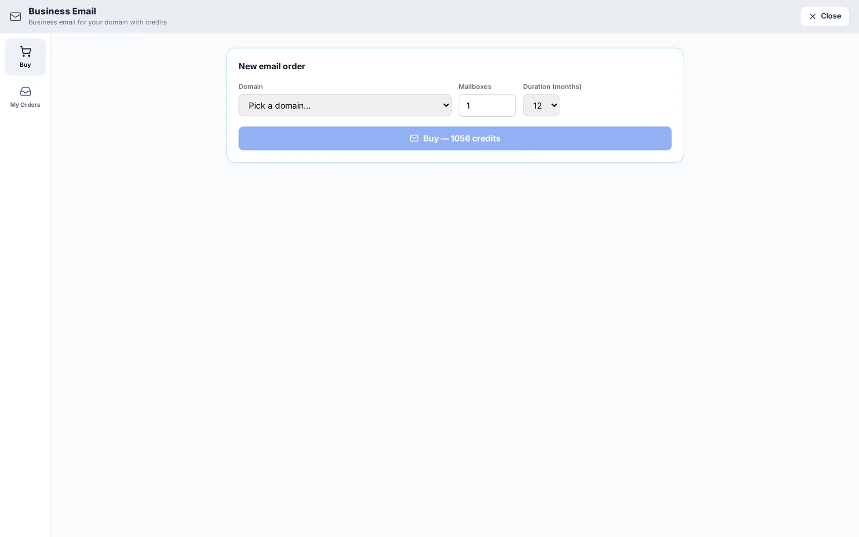 Business Email screen